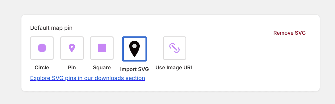 Map pin settings panel
